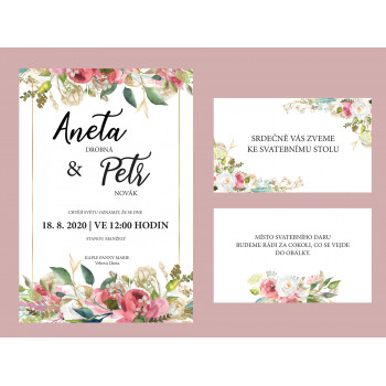 Svatební oznámení GOLD ROSES