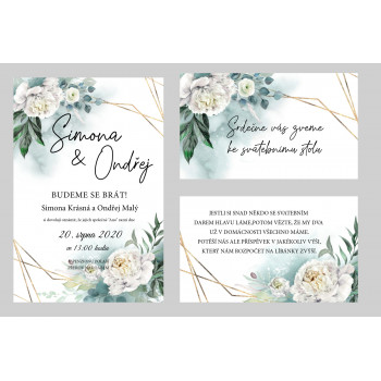 Svatební oznámení SILVER PEONY