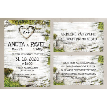 Svatební oznámení BARK TREE