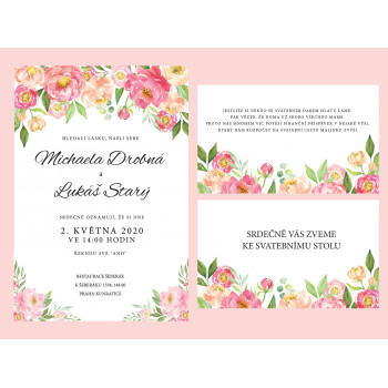 Svatební oznámení CORAL PEONY